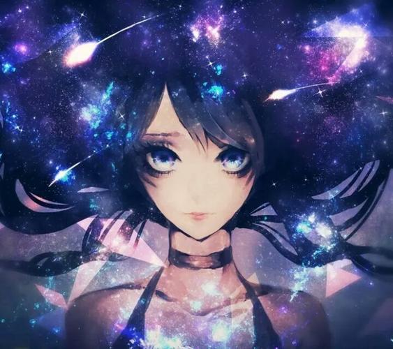 梦幻冰粉色星空少女头像