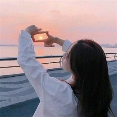 女孩唯美夕阳头像